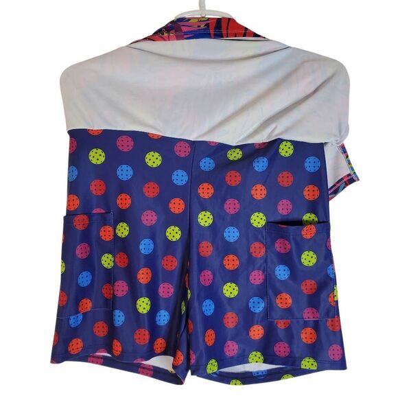 PB1965 Pickleball Skort Tropical Multicolor Palm Leaf and Ball Print Size Large - Picture 3 of 11